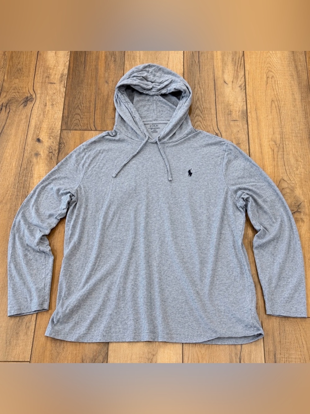 Polo by Ralph Lauren Men’s Heather Gray Hooded Long-Sleeve T-Shirt